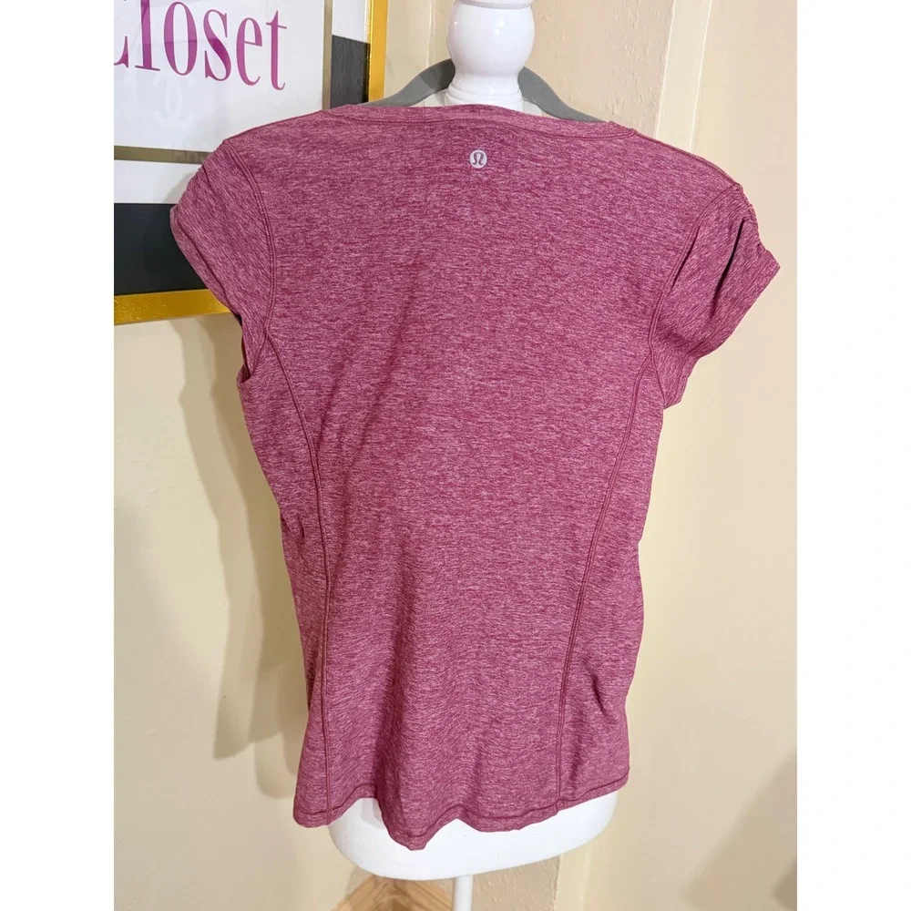 Lululemon Swiftly Tech Short Sleeve Crew Heathered Pink Berry Running Shirt Sz 6